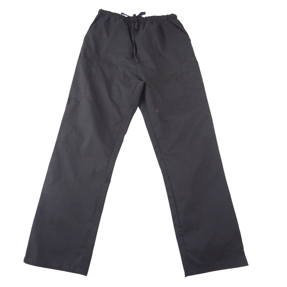 Chic Flex Women Black Scrub Pants Flex-Tek Stretch Drawstring Medical‎ Size L